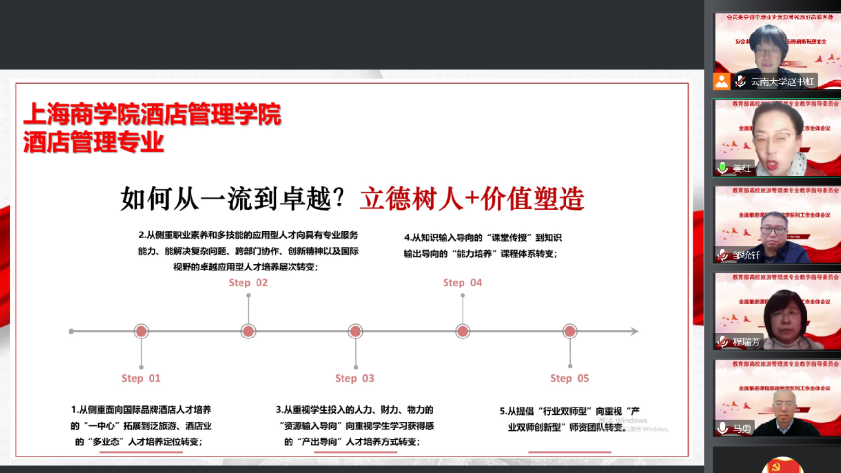 姜红教授在教育部旅游管理专业教指委会上作专题报告